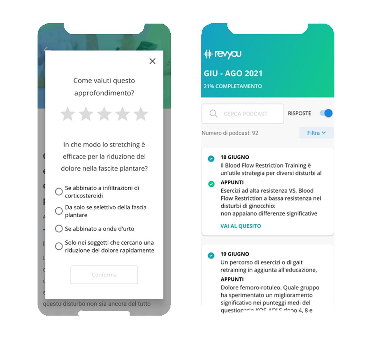 podcast e articoli app revyou fisioterapia